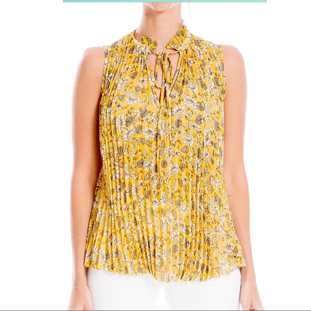 Georgette Sleeveless Pleated Blouse Floral